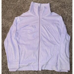 JG Hook Women's 2XL Lavender Velour Zip Jacket Pockets Casual Lounge Plus Size